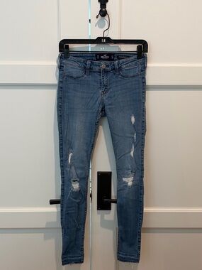 Hollister Low-Rise Jean Legging Medium Wash Distressed W26 L28 Size 3R